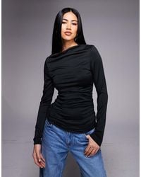 Threadbare - Top Van Gladde Stof Met Rechte Hals En Lange Mouwen - Lyst