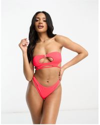 ASOS - Cut Out Underboob Bandeau Bikini Top With Ring Detail - Lyst