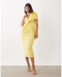 ASOS - Twist Plunge Cape Maxi Dress - Lyst
