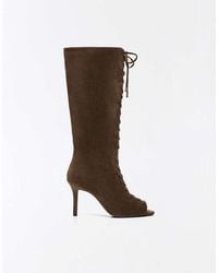 Bershka - Corset Heel Boots With Slit - Lyst
