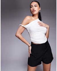 ASOS - Pantalones Cortos De Sastre Negros De Talle Alto Con Detalle De Costuras De (Parte De Un Conjunto) - Lyst