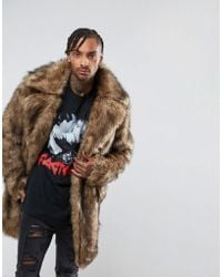 The New County Oversized Faux Fur Jacket In Heavyweight - Brown