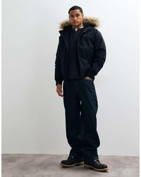 Hollister - Oversized Bomber Jacket With Fur Trim Hood - Lyst