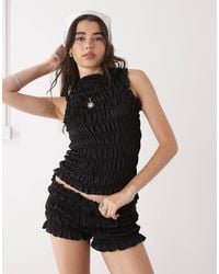 Collusion - Satin Look Shirred Micro Shorts Co-ord - Lyst