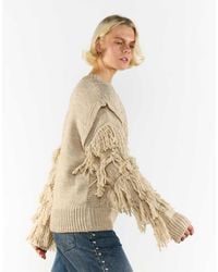 Glamorous - Cable Knit Fringed Sleeve Jumper - Lyst