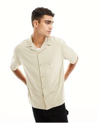 River Island - Jersey Revere Collar Shirt - Lyst