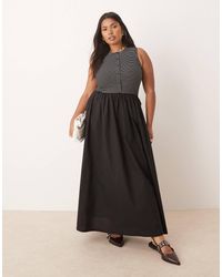 ASOS - Asos Design Curve Racer Button Down Midi Dress With Poplin Skirt - Lyst