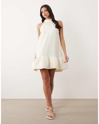 Gina Tricot - Halterneck Mini Frill Dress - Lyst
