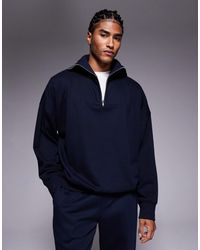 ASOS - Relaxed Drop Shoulder Quarter Zip Sweatshirt - Lyst
