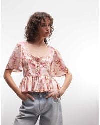 Reclaimed Vintage - Satin Tea Top With Lace Trims - Lyst