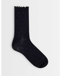 Pieces - Frill Trim Pointelle Ankle Socks - Lyst
