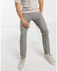 dark grey check skinny fit smart trousers