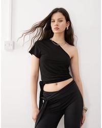 Lioness - Double Layered Slinky One Shoulder Tie Side Top Co-ord - Lyst