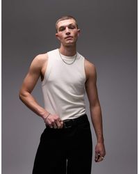 TOPMAN - High Neck Stripe Rib Singlet - Lyst