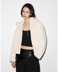 Pull&Bear - Veste à capuche en fausse fourrure - beige - Lyst