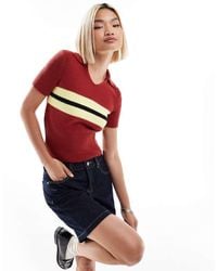 Reclaimed (vintage) - Short Sleeve Knit Tee With Contrast Stripe - Lyst