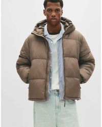 Pull&Bear - Piumino Color Cioccolato Con Cappuccio - Lyst