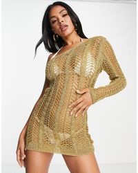 Fashionkilla - One Shoulder Knitted Mini Dress - Lyst