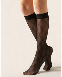 Calzedonia - Diamond-Pattern Sheer Knee-High Socks - Lyst