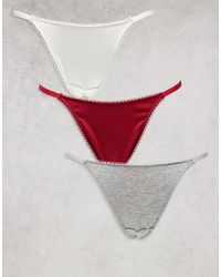 ASOS - 3 Pack Soft Rib Tanga Thong With Picot Trim - Lyst