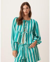 esmé studios - Esmee Exclusive Tie Front Long Sleeve Beach Top Co-ord - Lyst