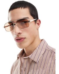 ASOS - Aviator Sunglasses With Lens And Gold Metal Frame - Lyst