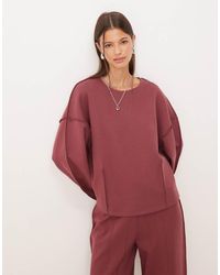 ASOS - Interlock Boat Neck Sweat With Seam Detail - Lyst