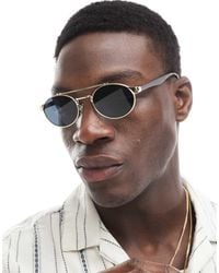 ASOS - – runde sonnenbrille mit getönten gläsern und goldenem metallgestell - Lyst