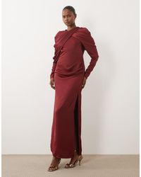 ASOS - Cross Neck Gathe Maxi Dress With Draped Sleeves - Lyst