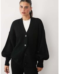 Missy Empire - Balloon Sleeve Button Through Cardigan - Lyst