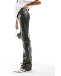 Mango - High Waisted Flare Leather Look Trousers - Lyst