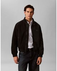 Calvin Klein - Chaqueta Harrington Negra Acolchada Con Detalle De Pespuntes En Contraste - Lyst
