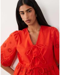 Y.A.S - Tie Front Cotton Broderie Top - Lyst