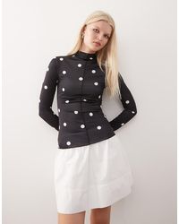 Monki - Long Sleeve Sheer T-shirt With Front Seam Detail - Lyst