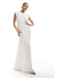 Maya - Embellished Short Flutter Sleeve Maxi Dress - Lyst