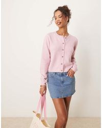 Jdy - Crew Neck Cardigan With Wool - Lyst