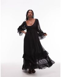 ASOS - Chiffon Soft Volume Tie Front Maxi Dress - Lyst