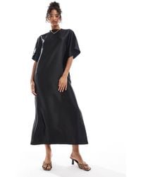 ASOS - Oversized Midi T-Shirtjurk Van Satijn - Lyst