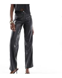 ONLY - High Waist Faux Leather Straight Trousers - Lyst
