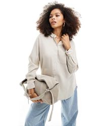 Vero Moda - Camisa De Manga Larga De Mezcla De Lino De -Beis Neutro - Lyst