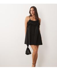 Fashionkilla - Exclusive Cotton Rich Poplin Ruffle Hem Cami Top Babydoll Mini Dress - Lyst