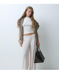 ASOS - Asos Design Petite Lounge Mix & Match Rib Wide Leg Bottom - Lyst
