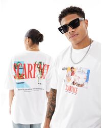 ASOS - T-shirt unisex oversize bianca con stampa di scarface su licenza - Lyst