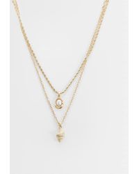 ASOS - 2 Pack Faux Pearl And Conch Shell Pendant Necklacein - Lyst