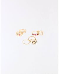 Bershka - Set Van 7 Ringen Met Kralen - Lyst