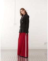 Lioness - Pleat Detail Side Stripe Wide Leg Tailo Trousers - Lyst