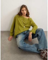 TOPSHOP - Long Sleeve Fallen Shoulder Top - Lyst