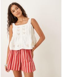ASOS - Button Down Tie Strap Cami With Heart Detail - Lyst