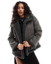 Object - Reversible Faux Suede And Shearling Aviator Jacket - Lyst