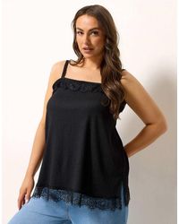Yours Clothing - Lace Detail Vest Top - Lyst